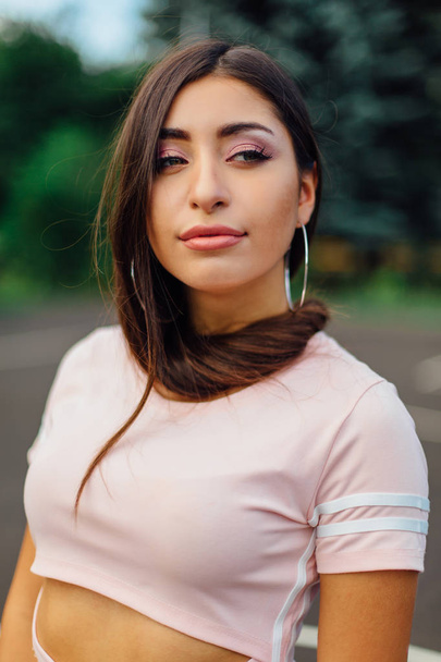 Portrait of a young attractivemiddle eastern woman with make up and long hair - Фото, изображение