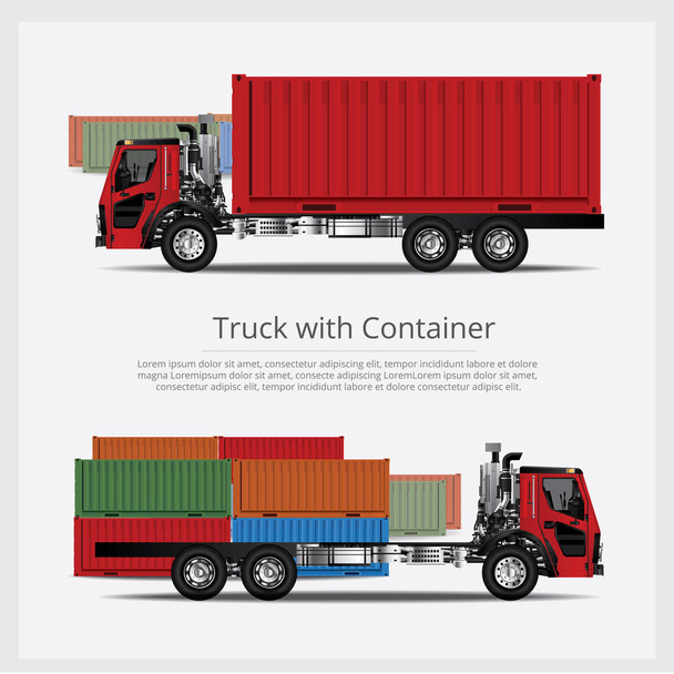 Вантажні вантажівки Перевезення контейнером ізольовані Векторні ілюстрації
 - Вектор, зображення