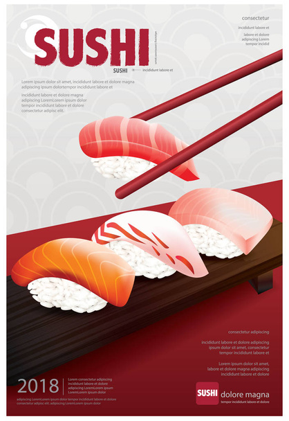 Affiche van Sushi Restaurant Vector illustratie - Vector, afbeelding