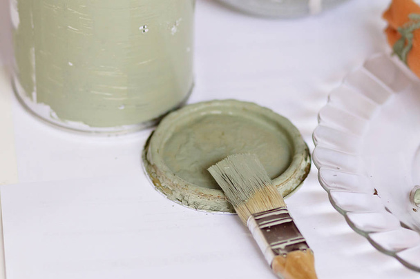 Zelená olivová křídou Malování Malování materiál pro dekoraci - Fotografie, Obrázek