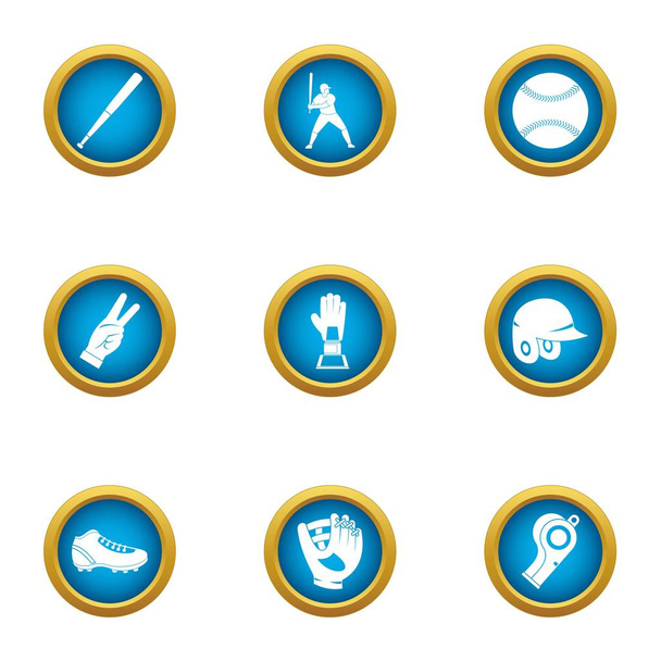 Baseball bead icons set, flat style - Vector, imagen
