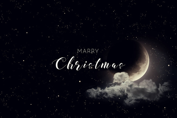 Nai joulu yötaivaan yllä kuun ja tähtien kanssa. Elementit tämän kuvan kalustettu NASA
 - Valokuva, kuva
