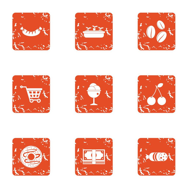 Acquisition icons set, grunge style - Vettoriali, immagini