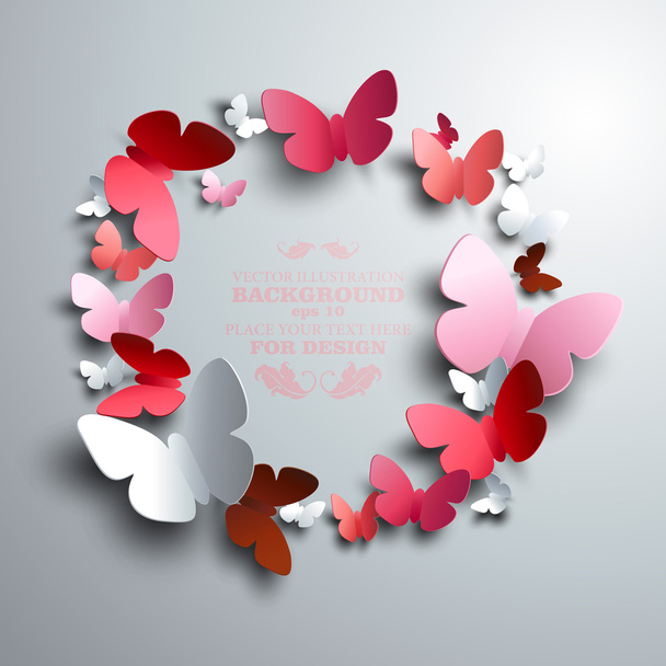 wreath made of paper butterflies - Vector, Image