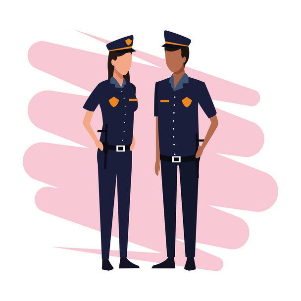 警察官の仕事と労働者 - ベクター画像