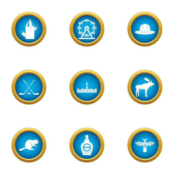 Canada peace icons set, flat style - Διάνυσμα, εικόνα