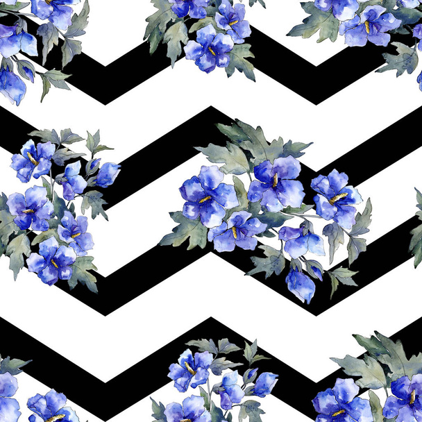 Akvarelu modrá kytice makový květ. Květinové botanické květin. Vzor bezešvé pozadí. - Fotografie, Obrázek