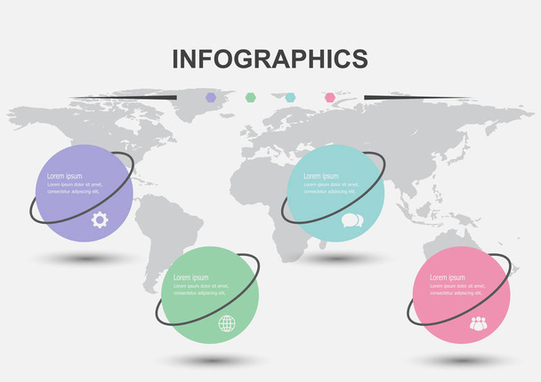 Infographic design template with circles, stock vector - Вектор,изображение
