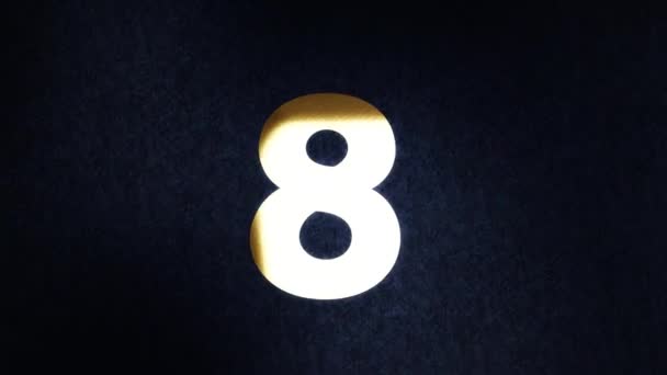 Countdown animation from 10 to 0 with gold numbers over dark background - Footage, Video
