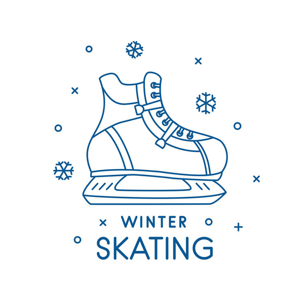 Man ice skate shoe outline icon - Vector, Image