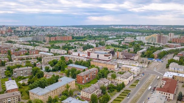 View of the shopping center after the fire. Kemerovo, Russia, From Dron   - Photo, Image