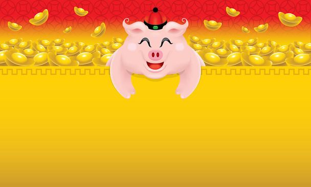 niedliches Schweinchen-Image für das chinesische Neujahrsfest 2019, auch das Jahr des Schweins. - Vektor, Bild