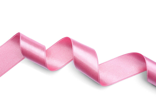 Загнутая розовая лента на белом фоне
 - Фото, изображение