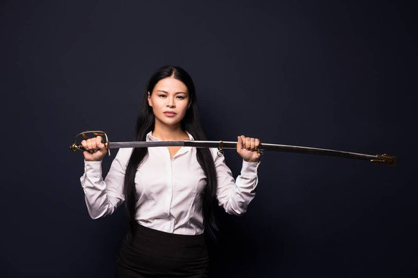asian businesswoman with sword - Zdjęcie, obraz
