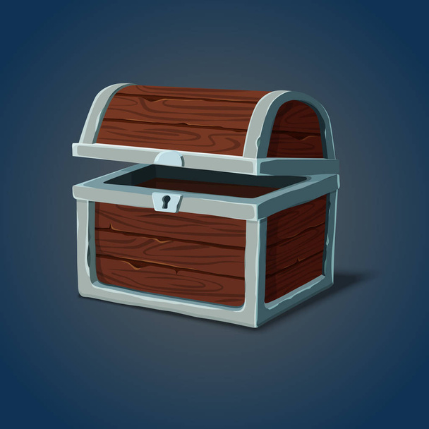 Opened wooden chest or pirate crate icon - Vettoriali, immagini