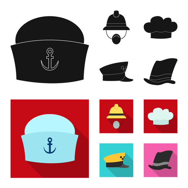 Isolated object of headgear and cap sign. Set of headgear and accessory vector icon for stock. - Vektor, Bild