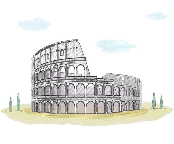 Colosseum - vázlat, rajz - Vektor, kép