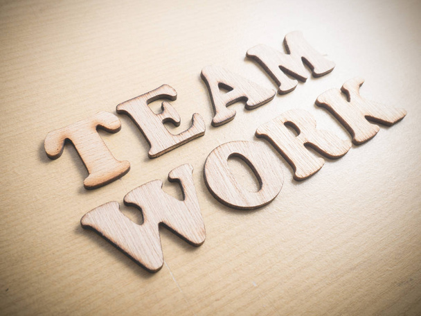 Team Teamwork, business motivational inspirational quotes, wooden words typography lettering concept - Valokuva, kuva