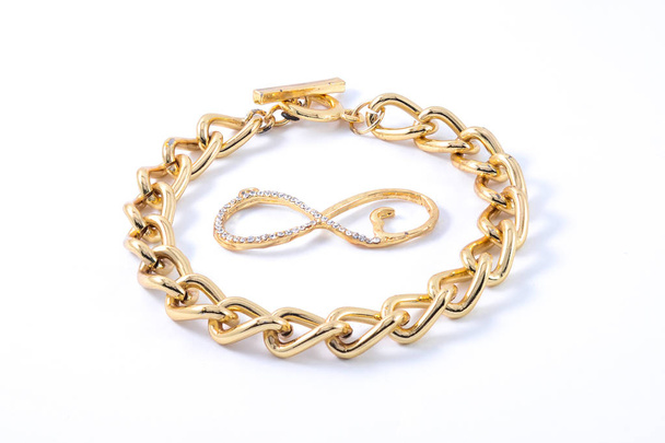 thick gold bracelet isolated on white - Photo, Image