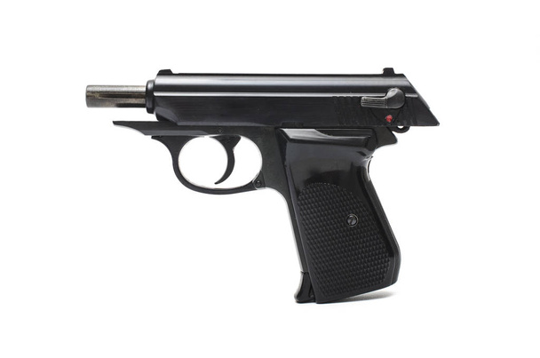 pistola con tobogán abierto aislado en blanco
 - Foto, imagen