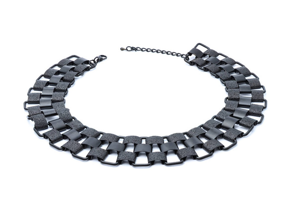 black necklace isolated on white - Photo, Image