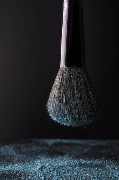 Brush for make-up and shadows on black - Zdjęcie, obraz