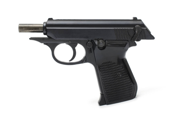 pistola con tobogán abierto aislado en blanco
 - Foto, Imagen
