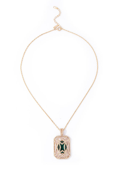 gold pendant with stone on a white background - Photo, Image