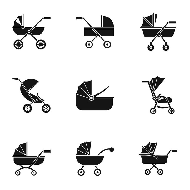 Baby stroller icon set, simple style - Vektor, obrázek