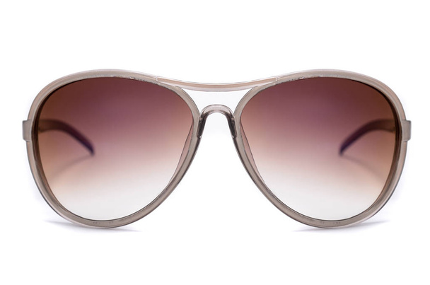 women's sunglasses with brown glass isolated on white - Φωτογραφία, εικόνα