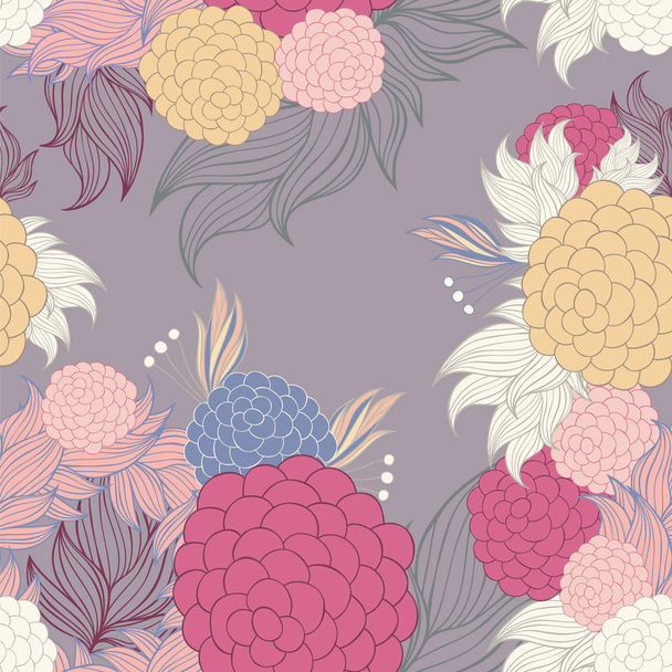 Colorful floral seamless background pattern.Wallpaper, pattern fills, web page background,surface textures, textile design template. Vector illustration - Vektör, Görsel