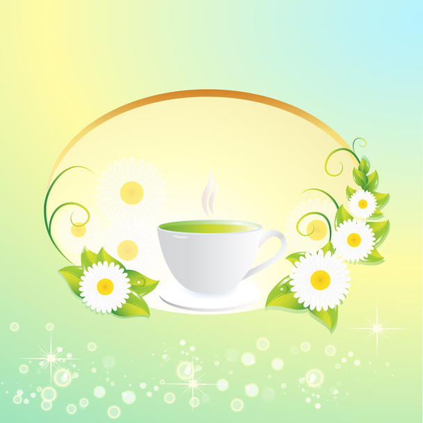 Vector background with tea cup. - Vector, Image