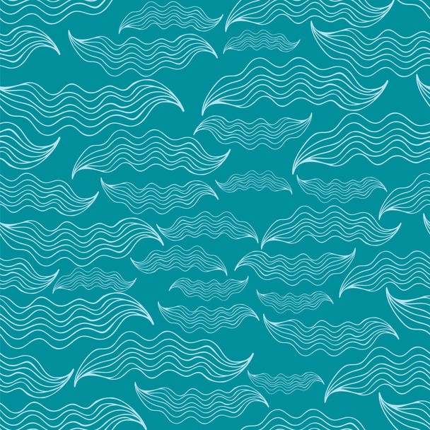 Seamless hand-drawn waves pattern. Abstract wavy background, nature theme. Vector illustration - ベクター画像