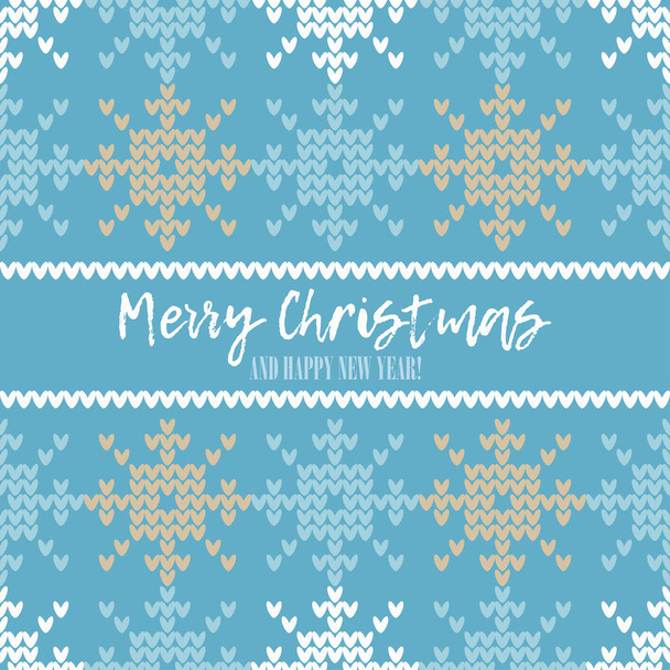 Seamless vector background with Knitted decorative snowflakes. Merry Christmas and Happy New Year! Winter pattern. Can be used for wallpaper, textile, invitation card, wrapping, web page background. - Vector, Image