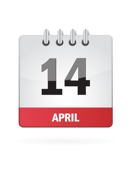 14 avril Icône calendrier sur fond blanc
 - Vecteur, image