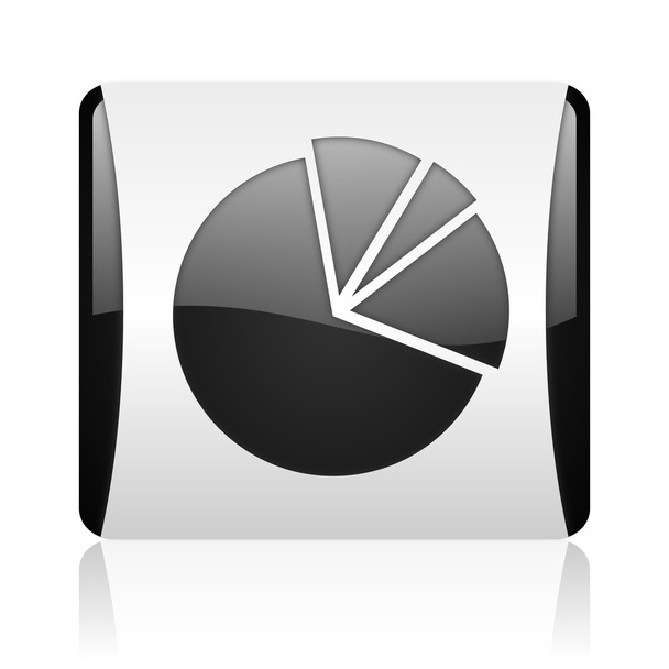 diagram black and white square web glossy icon - Фото, зображення