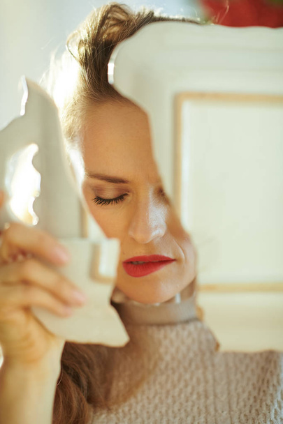 stressed trendy woman with broken dish, close-up  - Φωτογραφία, εικόνα
