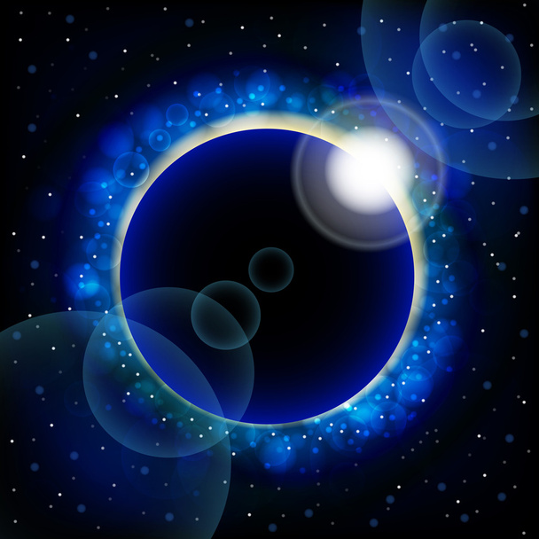 Eclipse background with blue light and rays. - Wektor, obraz