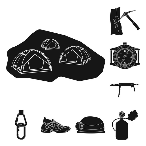 Vector design of mountaineering and peak symbol. Collection of mountaineering and camp stock vector illustration. - Vector, afbeelding