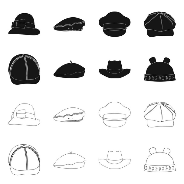 Isolated object of headgear and cap icon. Set of headgear and accessory vector icon for stock. - Vector, afbeelding
