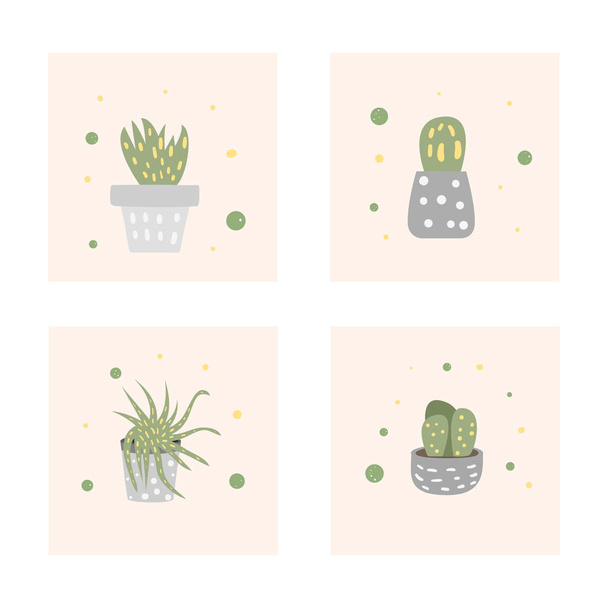 Vector compositon of doodle cactus design set. - Vektori, kuva