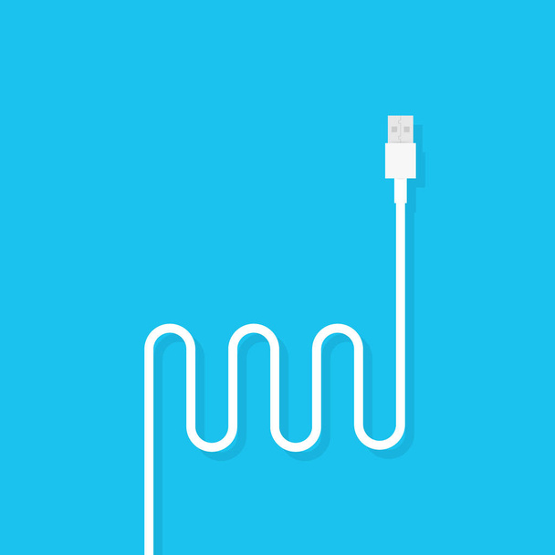 USB cable cord icon for web on blue background. Vector illustration. - Vector, Image