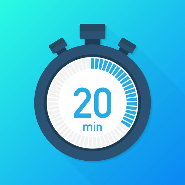 Les 20 minutes, icône vectorielle chronomètre. Icône chronomètre dans un style plat, minuterie sur fond couleur. Illustration vectorielle. - Vecteur, image