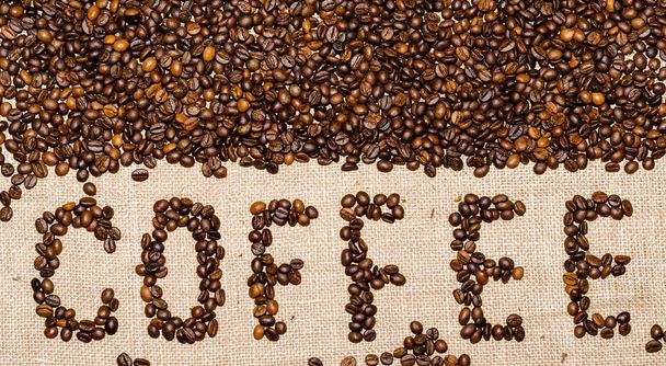 coffee word composed of coffee beans - Foto, imagen