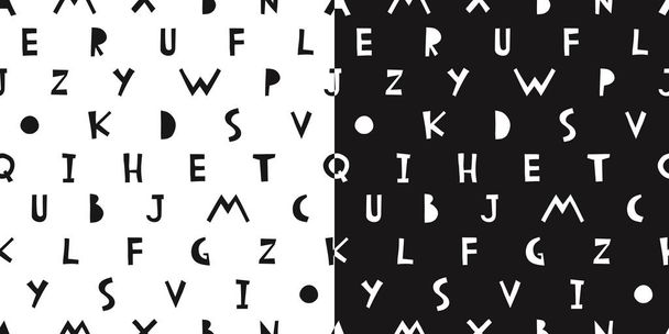 Vector hand drawn alphabet seamless pattern. Lettering design. Latin letters background. - Vektor, kép