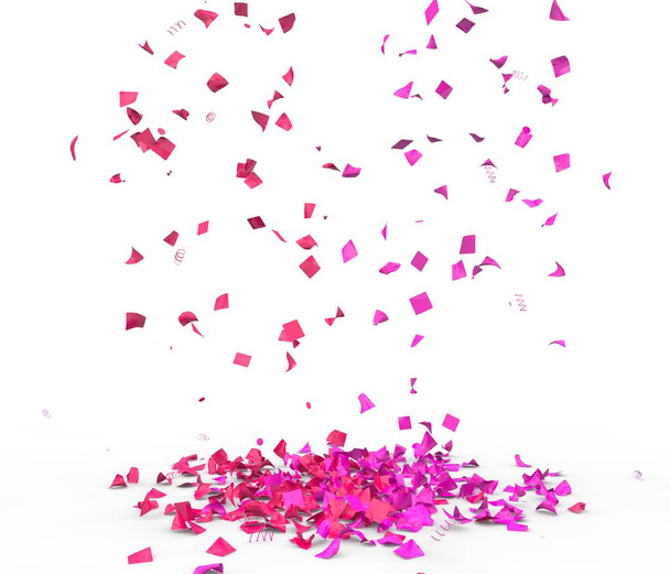 Brillante y colorido confeti volando en el suelo. Fondo aislado. Ilustración 3D
 - Foto, imagen