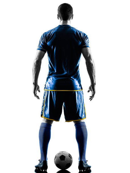 soccer player man standing back  silhouette isolated  - Foto, afbeelding