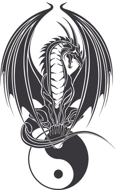 dragón tribal como - Yin y Yang - Globo
 - Vector, Imagen