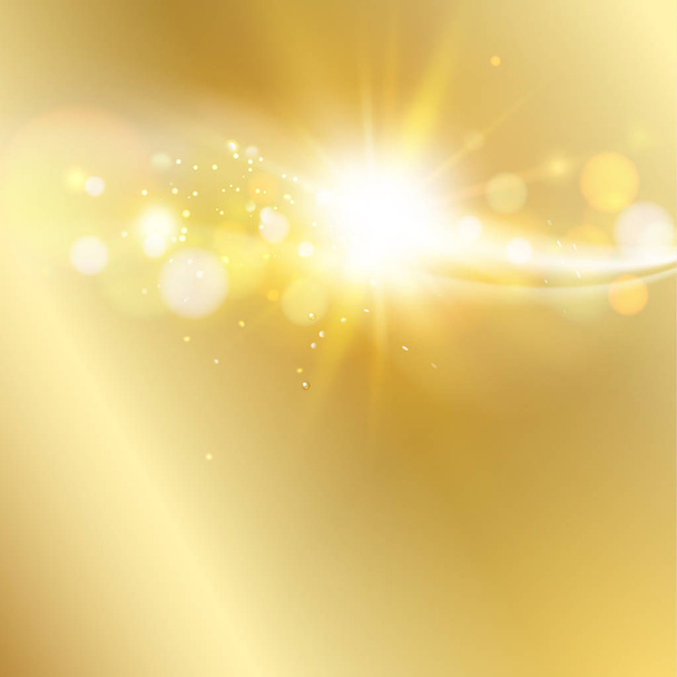 Rayo de sol que brilla en la parte superior de la imagen sobre el fondo de degradado dorado. Ilustración vectorial
. - Vector, imagen
