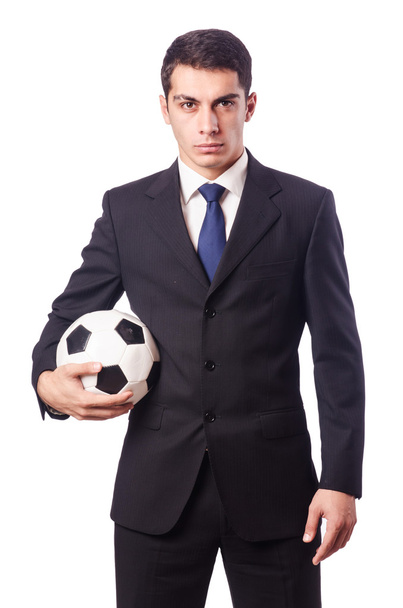 白のサッカーの若い実業家 - 写真・画像